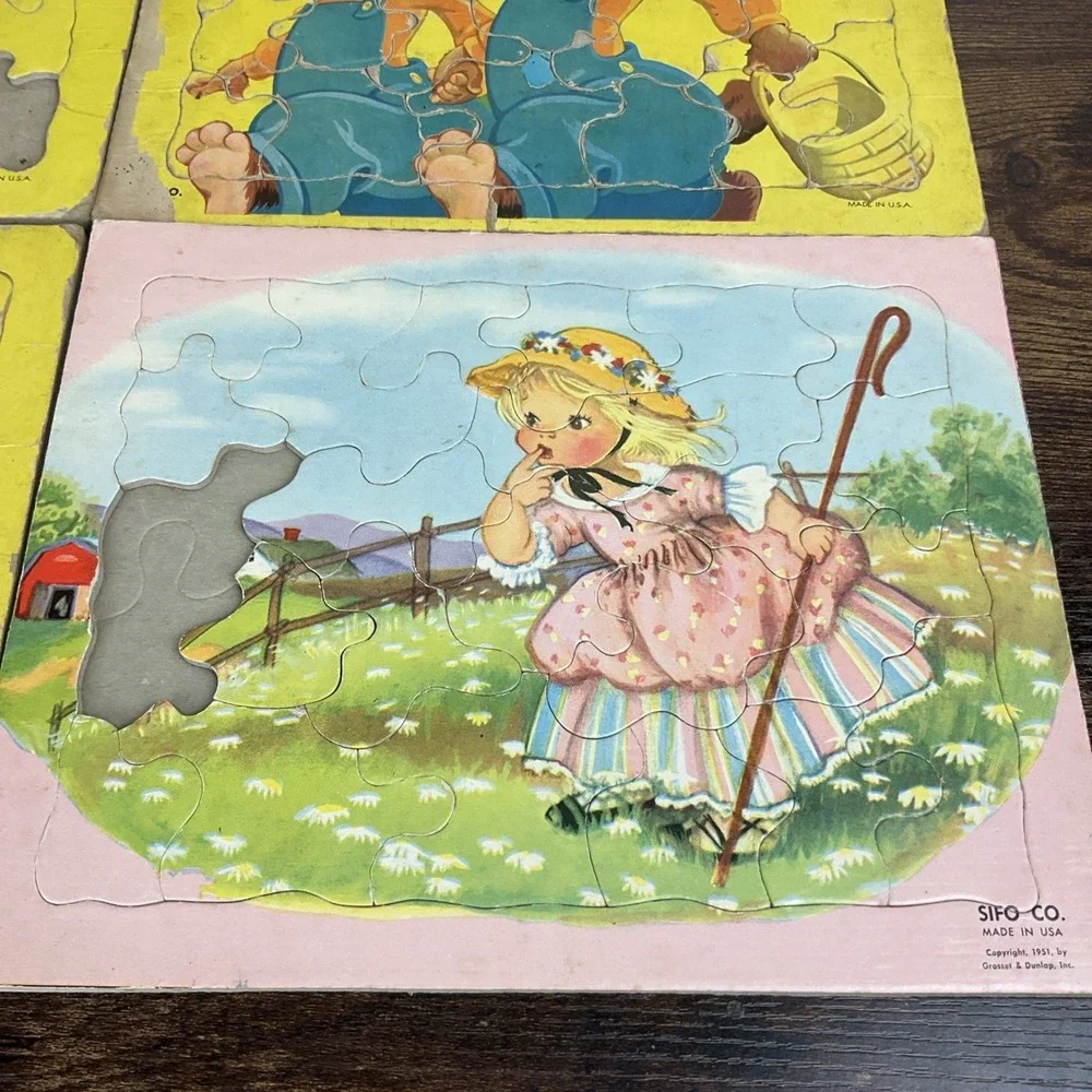 Vintage Seven SIFO Playskool Cardboard Puzzles Defects
